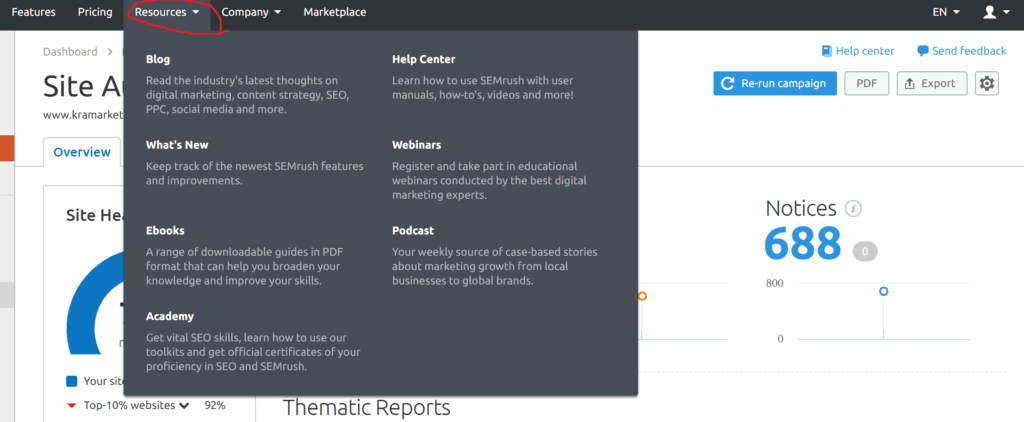 Semrush resources