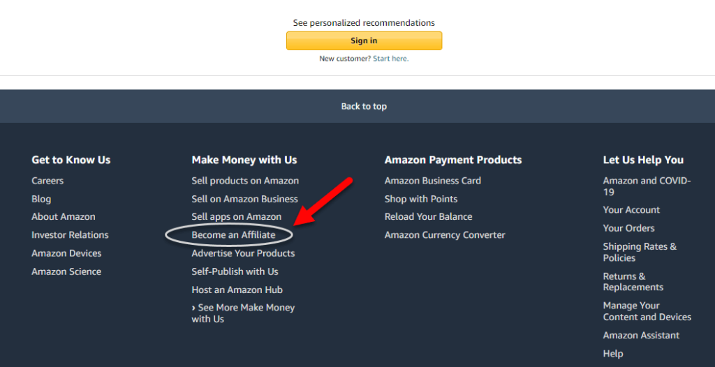 Amazon affiliate program sign up
